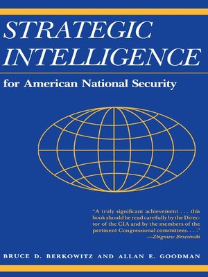 cover image of Strategic Intelligence for American National Security